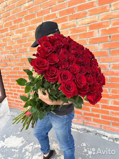 Высокие премиальные свежие розы 70 см - 120 см