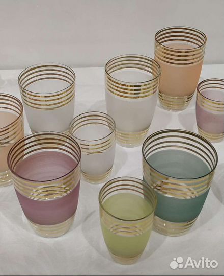 Стопочки с напылением и позолотой. Винтаж