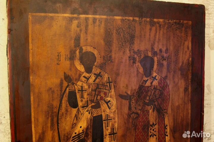 Старинная икона Иоанн Златоуст Чудотворец 55*44см