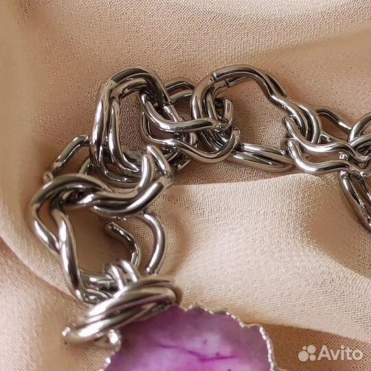 Браслет с камнем розовый агат