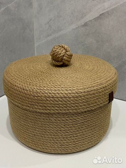 Корзинка джутовая с крышкой