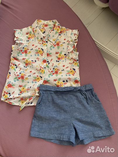 Комплект (блузка и шорты), р128-134 mothercare