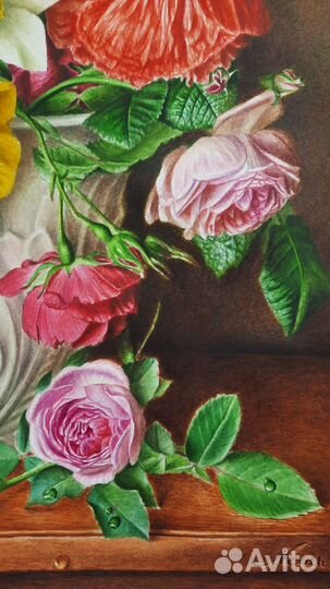 Картина, букет цветов, акварель