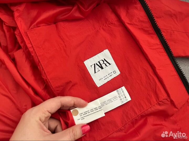Zara новый красный бомбер женский ветровка 44