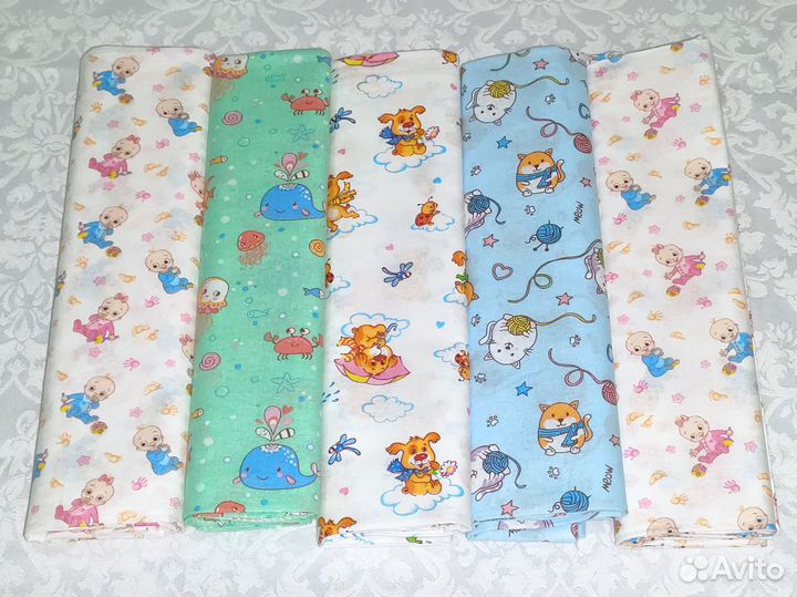 Пеленки детские 90 на 120 бязь новые комплект 5 шт