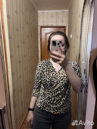 Укороченная кофта леопардовая 48 50