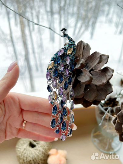 Брошь женская павлин