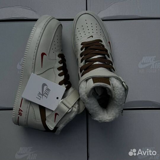 Кроссовки Nike air force1 с мехом высокие 41-45