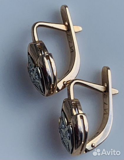 Золотые серьги бриллианты 583 СССР