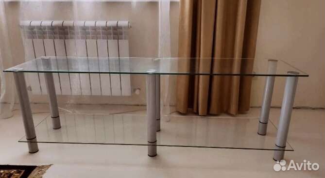 Стол- тумба стеклянные двухъярусные