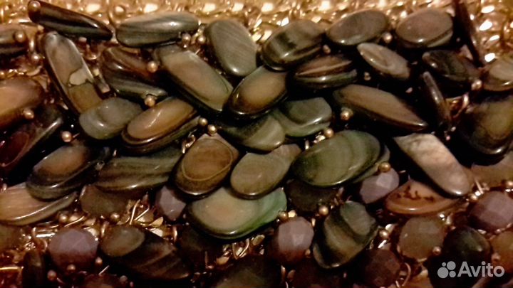 Браслет манжет женский крупный перламутр подвески