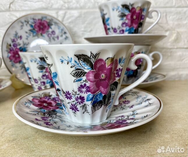 Кофейная чайная пара костяной фарфор лфз