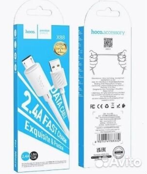 Кабель оптом. USB hoco X88, microusb, 2.4А, 1 м