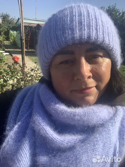 Пушистый теплый комплект из пуха норки