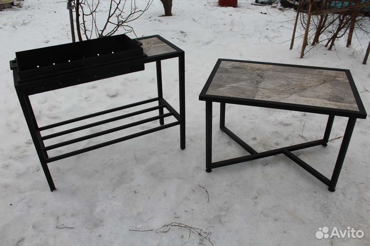 Мангал + столик из керамогранита