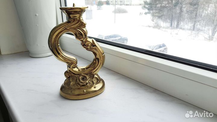 Подсвечник керамический золото