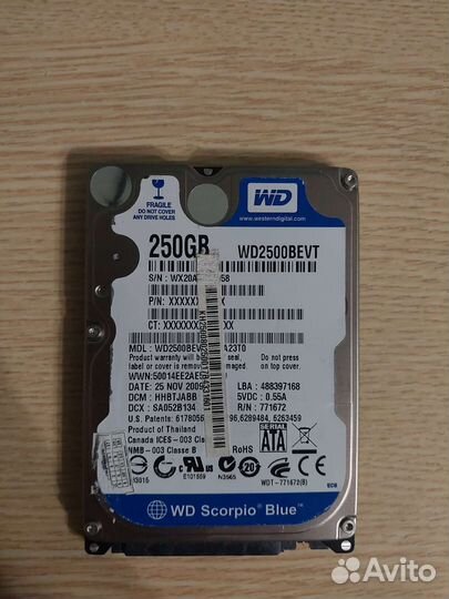 Жесткий диск SATA 2.5 250GB
