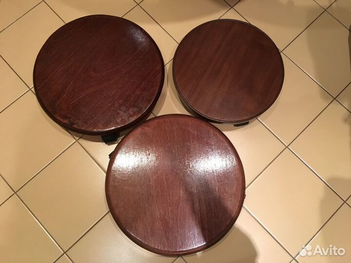 Подставка для кашпо цветов на колесиках(дерево)