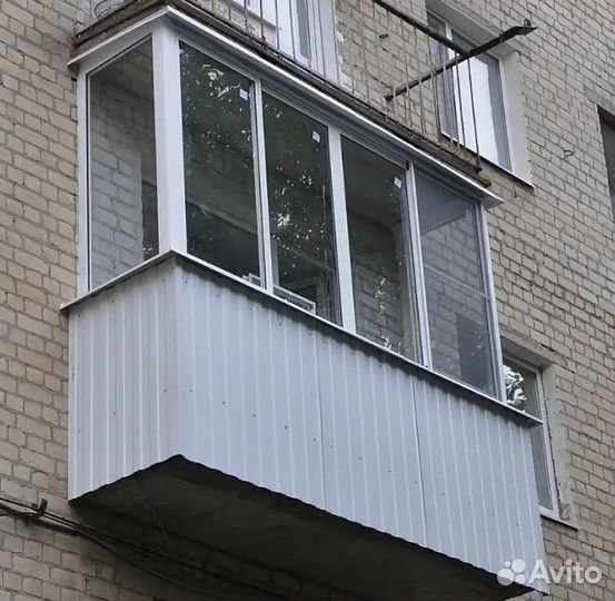 Остекление балкона 3200 на 1420 алюминиевое