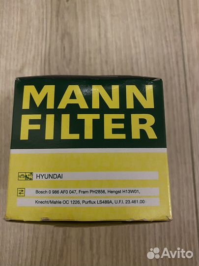 Фильтр масляный Mann Filter W811/80 Hyundai Mazda