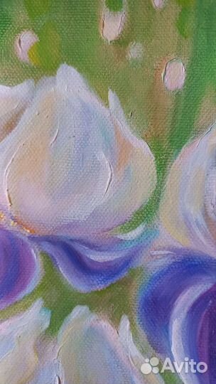 Картина маслом нежные ирисы