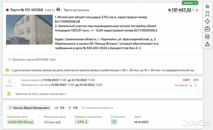 Агент на торгах в Кемерово. Подача заявок, участие