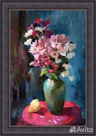 Картина. Натюрморт с хризантемами, 2017год