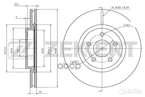 Диск торм. перед. Chrysler PT Cruiser I 00- bs