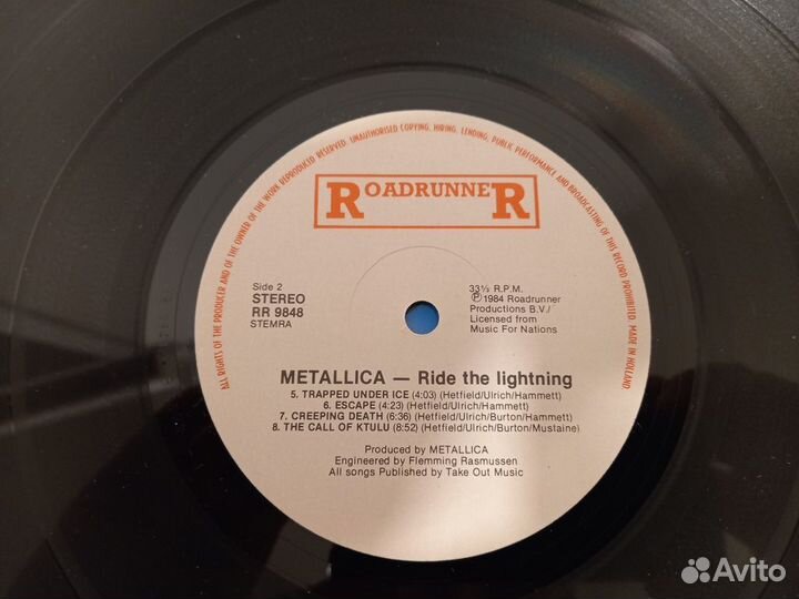 Metallica – Ride The Lightning VG+/VG+ Europe