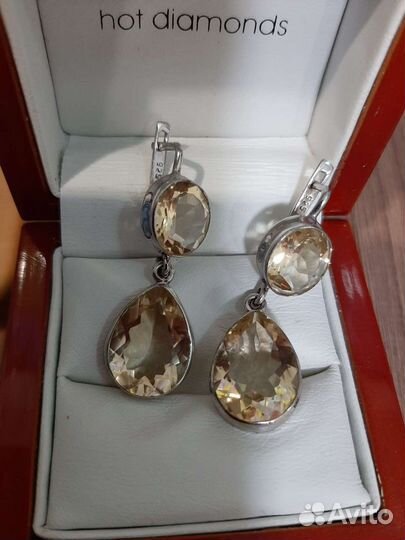 Серьги 925 пробы с цитринами