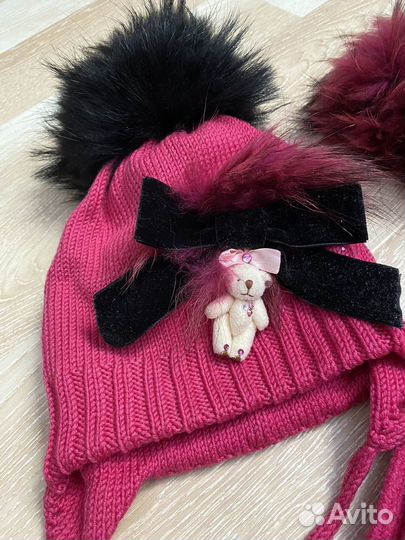 Зимняя шапка,шарф,как jolie bebe,самовяз,енот