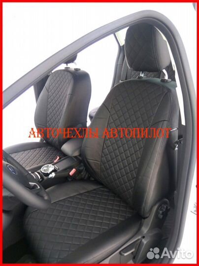 Чехлы Автопилот Hyundai i40 из экокожи чёрные Ромб