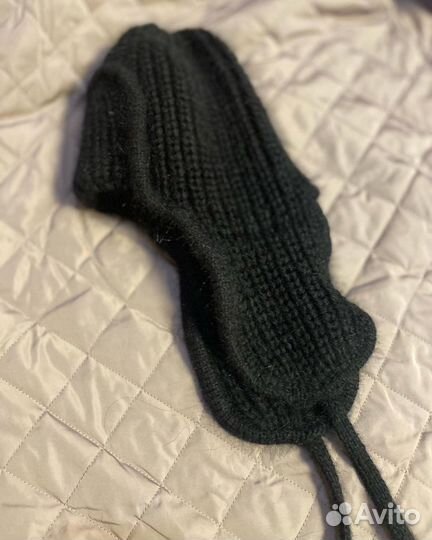 Шапка ушанка черная из пуха норки