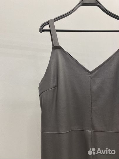 Сарафан кожаный серый