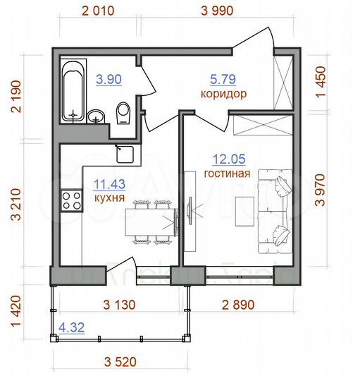 1-к. квартира, 37,5 м², 6/9 эт.