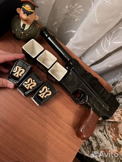 Графин наган пистолет СССР + 6 стопок