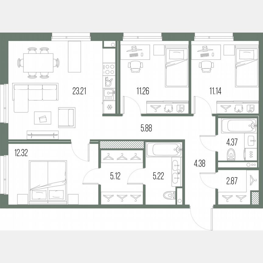 3-к. квартира, 85,9 м², 3/10 эт.