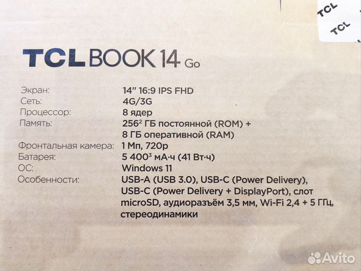 TCL Book 14 go 8/256 4G LTE Windows 11 новый