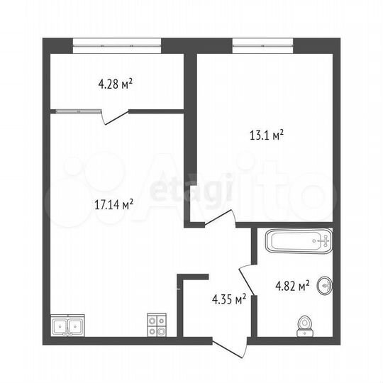 1-к. квартира, 43,7 м², 2/9 эт.