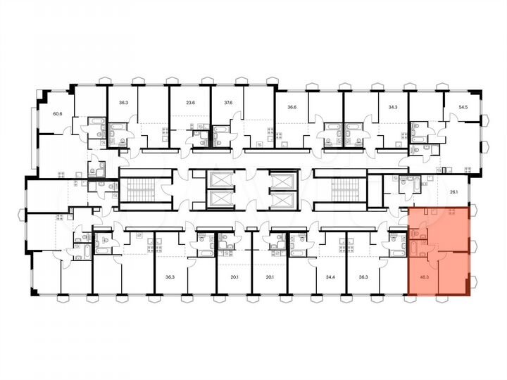 2-к. квартира, 48,3 м², 16/24 эт.