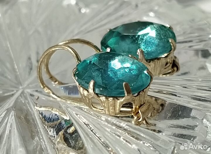 Серьги серебро 875 проба СССР позолота 60-е годы