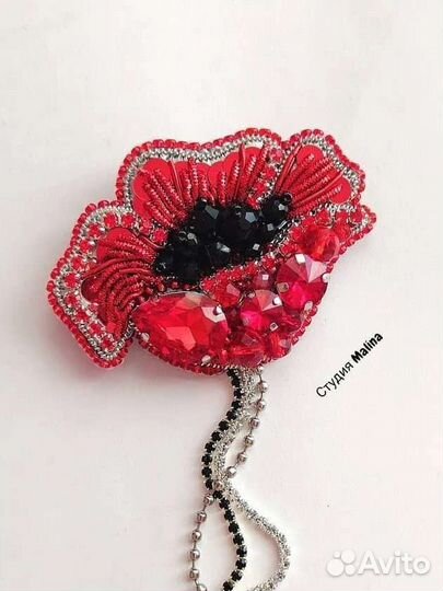 Брошь ручной работы цветы