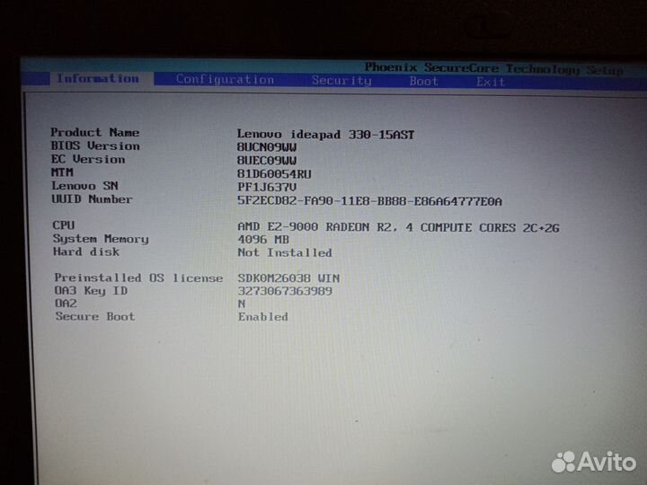 Материнская плата Lenovo ideapad 330-15AST