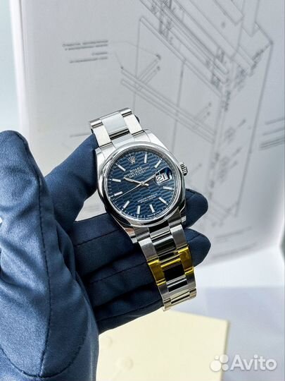 Rolex Datejust Blue Motif Wave Dial 36mm