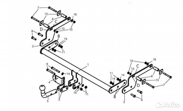 Фаркоп на Renault Logan, с 2014 г.в
