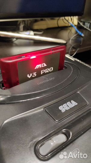 Топовый flash картридж Sega MD v3 PRO красный