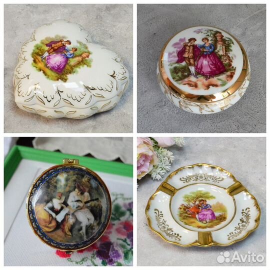 Шкатулка пепельница туфелька фарфор Лимож Франция