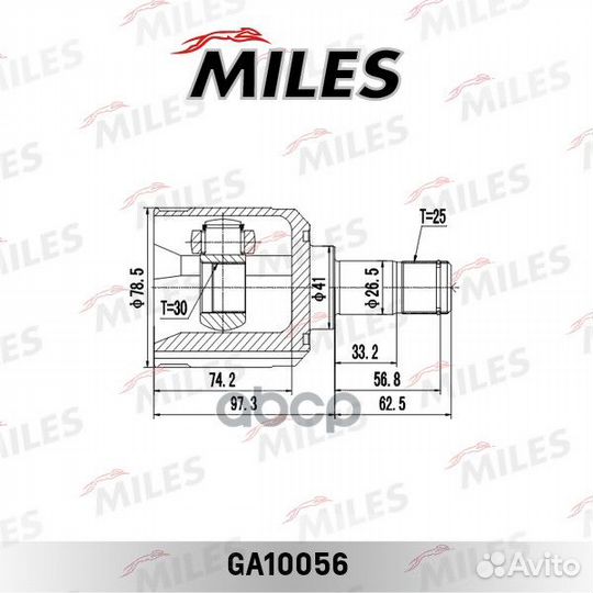 ШРУС mitsubishi lancer VII-IX 95-09 внутр. ga10