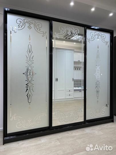 Двери-купе с пескоструйным рисунком шк-28