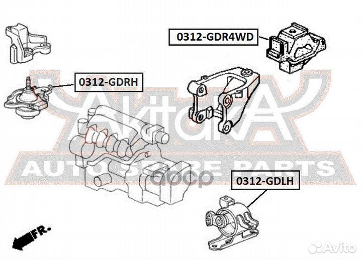 Подушка двигателя 4WD зад прав/лев 0312GDR4